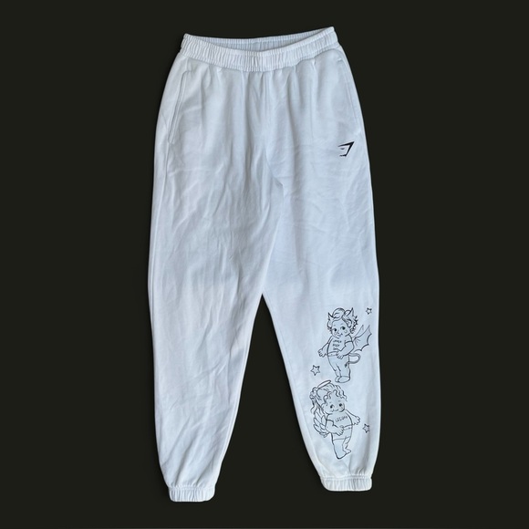 Gymshark Cherub White Joggers Sz XS Pockets Elastic Waistband 'Leg Day ' Gym EUC - Picture 12 of 13